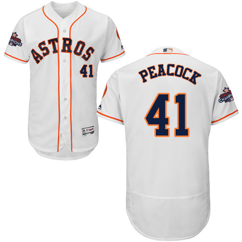 Astros #41 Brad Peacock White Flexbase Authentic Collection World Series Champions Stitched MLB Jersey - Click Image to Close